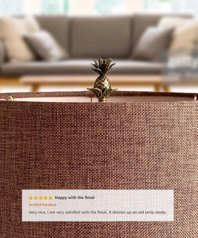 Alt view image 4 of 7 - Pineapple Lamp Finial Antique Brass Metal  3"h