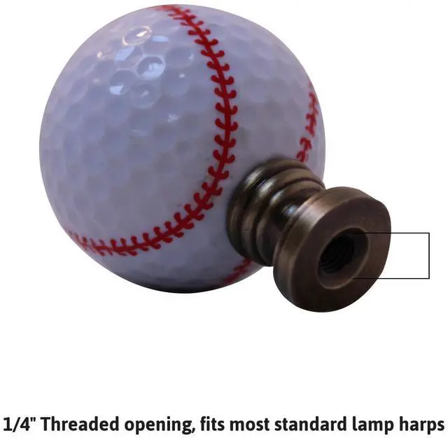 Alt view image 3 of 5 - Baseball Lamp Finial, White with Red Stitching 2.25"h