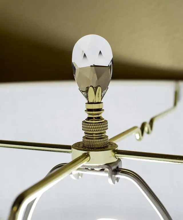Alt view image 4 of 6 - Stephanov Crystal Small Tear Drop Lamp Finial Polished Brass 2.5"h