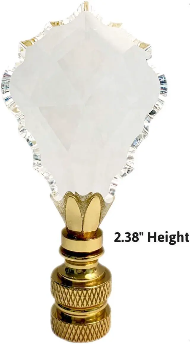 Alt view image 2 of 6 - Crystal Gothic Cross Lamp Finial Polished Brass Knurled Base 2.75"h