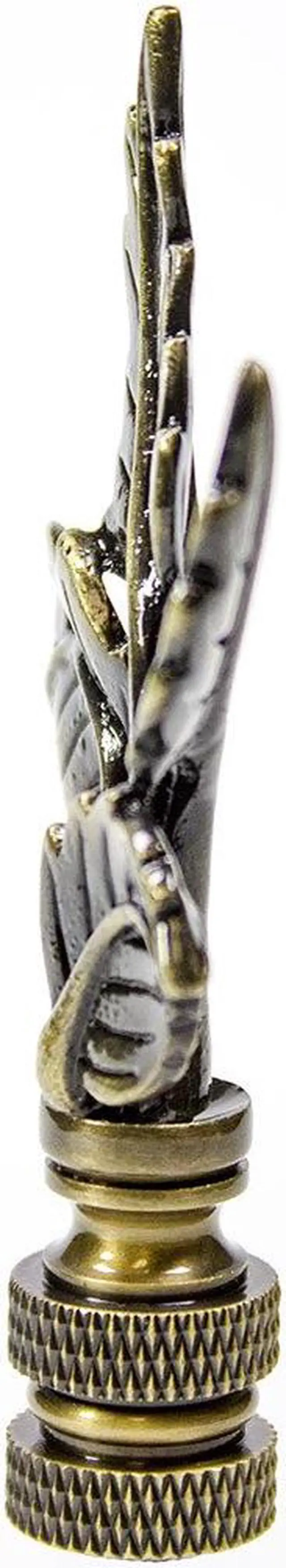 Alt view image 5 of 6 - Leaves Lamp Finial Antique Brass Metal 3"h