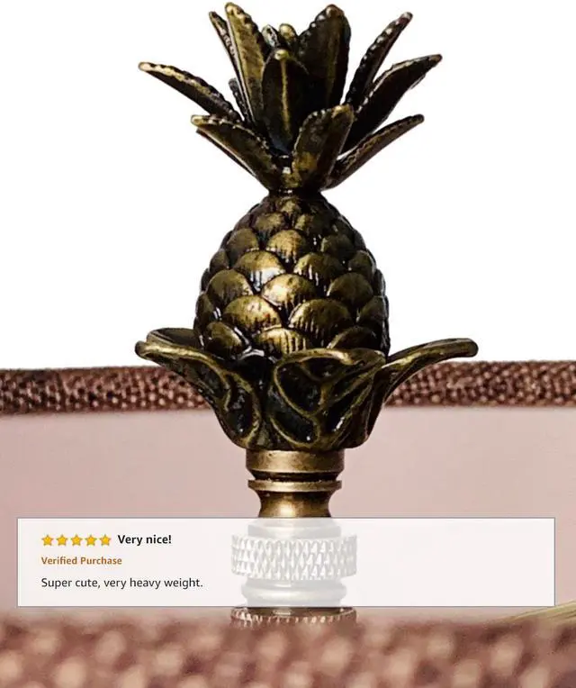 Alt view image 5 of 7 - Pineapple Lamp Finial Antique Brass Metal  3"h