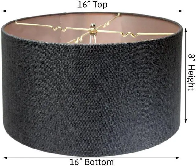 Alt view image 3 of 5 - Granite Grey Burlap Hardback Drum Lampshade 16"x16"x8"