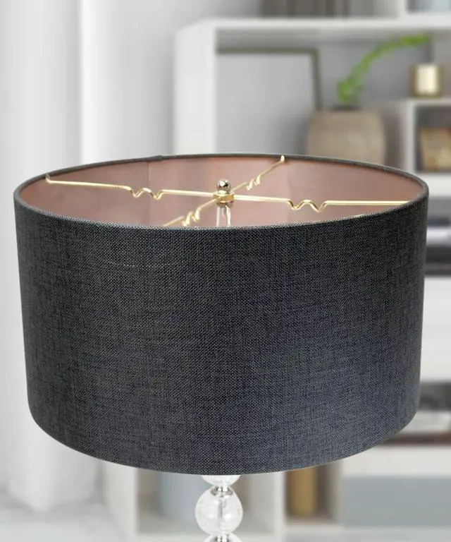 Alt view image 4 of 5 - Granite Grey Burlap Hardback Drum Lampshade 16"x16"x8"
