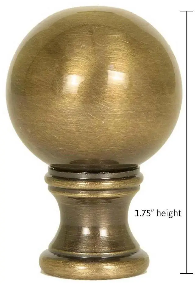 Alt view image 4 of 4 - Solid Sphere Round Lamp Finial Antique Brass 1.75"h