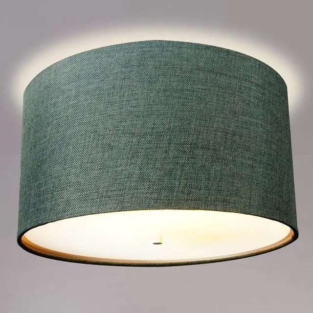 Main image of 16 Moderne Flush Mount Converter Kit Granite Gray Burlap Hardback Drum Lampshade 16x16x8