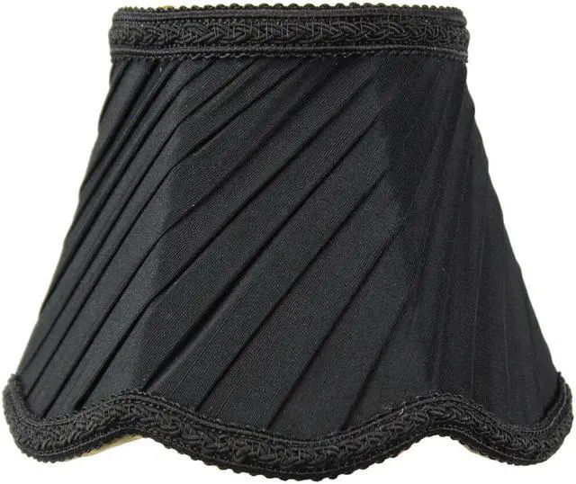 Main image of 3x5x4 Pleated Scallop Clip-on Candelabra Lampshade Black Fabric