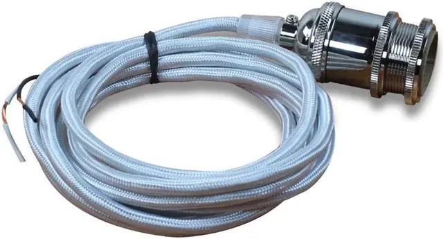 Alt view image 3 of 3 - Satco Single Polished Nickel Socket Pendant with 10' Silver Rayon Cord, Uno fitter