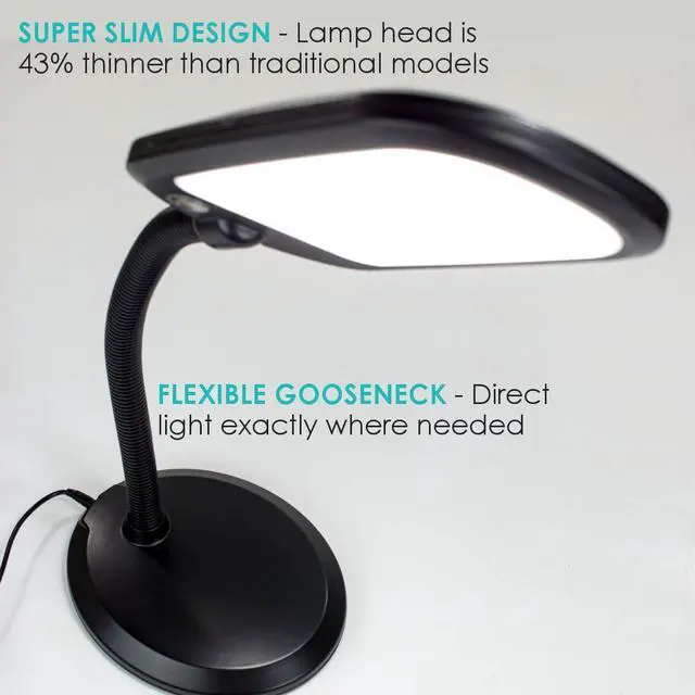 Alt view image 6 of 6 - LED Bright Reader Natural Daylight Full Spectrum Desk Lamp Black NEW SLIMMER DESIGN