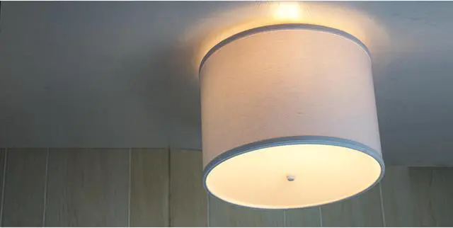 Alt view image 3 of 6 - 14 Moderne Flush Mount Conversion Kit - DIY Convert your dated Glass Ceiling Light to a Modern White Fabric Drum Lamp Shade with Diffuser by Home Concept 14x14x10
