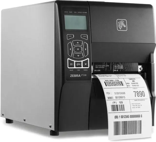 Main image of Zebra ZT230 4” Industrial Thermal Transfer Label Printer, LCD, 300 dpi, Serial, USB, Int 10/100, Cutter with Catch Tray, ZPL, XML Support, US Cord - ZT23043-T21200FZ