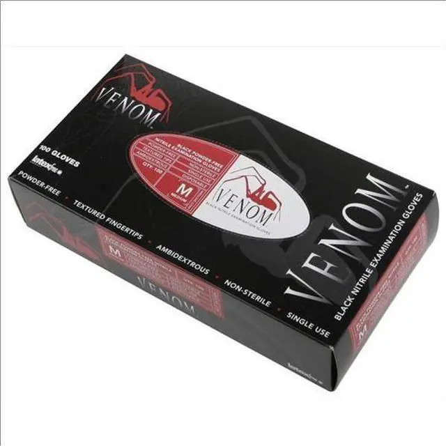 Alt view image 2 of 6 - Medline MG6113 Venom Nitrile Exam Gloves, Large, Black, Powder-Free, 100/Box