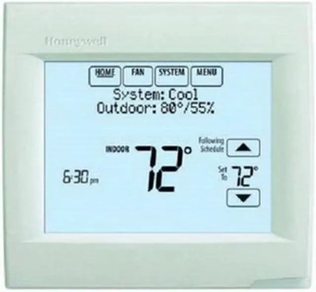 Alt view image 2 of 14 - Honeywell TH8110R1008 VisionPRO 8000 Arctic White Touch Screen Programmable Thermostat, 18 To 30 VAC/750 mV
