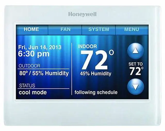 Alt view image 2 of 20 - Honeywell TH9320WF5003 Wi-Fi 9000 Color Touchscreen Programmable Wi-Fi Thermostat (3H/2C)