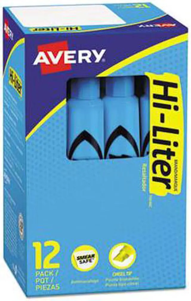 Alt view image 2 of 10 - Avery 07746 Desk Style Highlighter, Chisel Tip, Light Blue Ink, 1 Dozen