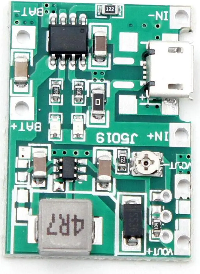 Alt view image 2 of 3 - Micro-USB TP4056 3.7V Battery Charger Module Step-up Boost 5V 9V 12V 27V DC UPS