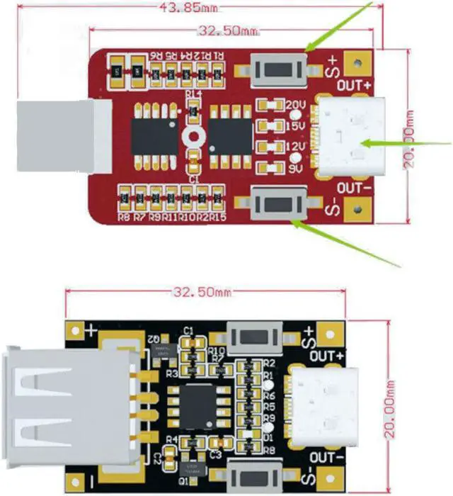 Alt view image 6 of 6 - USB C Type-C QC 2.0 3.0 DC Voltage Trigger Module 9V 12V 20V Adjustable Power