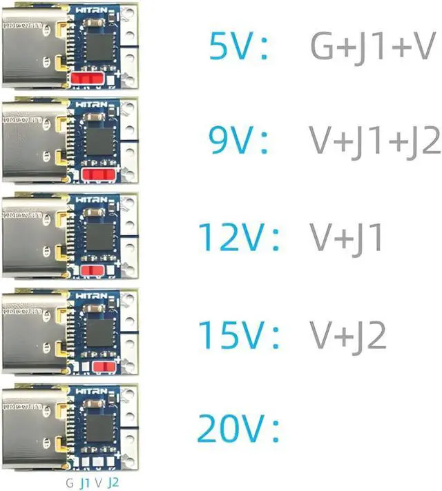 Alt view image 4 of 7 - USB-C PD Type-C DC Fixed Voltage Power Trigger Module 20V 5A Female