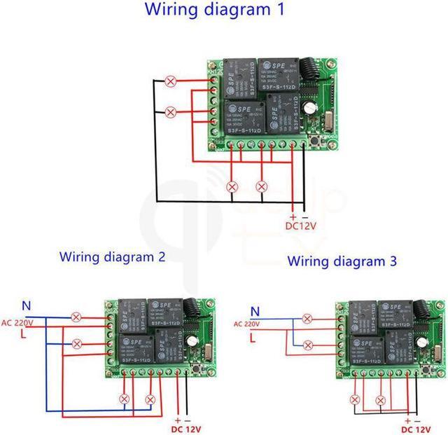 Alt view image 3 of 3 - 12V 4CH Channel Wireless Remote Control Radio Relay Switch Transceiver Receiver