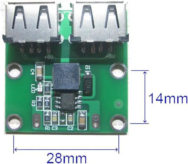 Alt view image 5 of 5 - 15W Dual USB 5V 3A DC-DC Buck Voltage Step-down Charging Module 9V 12V 24V Input