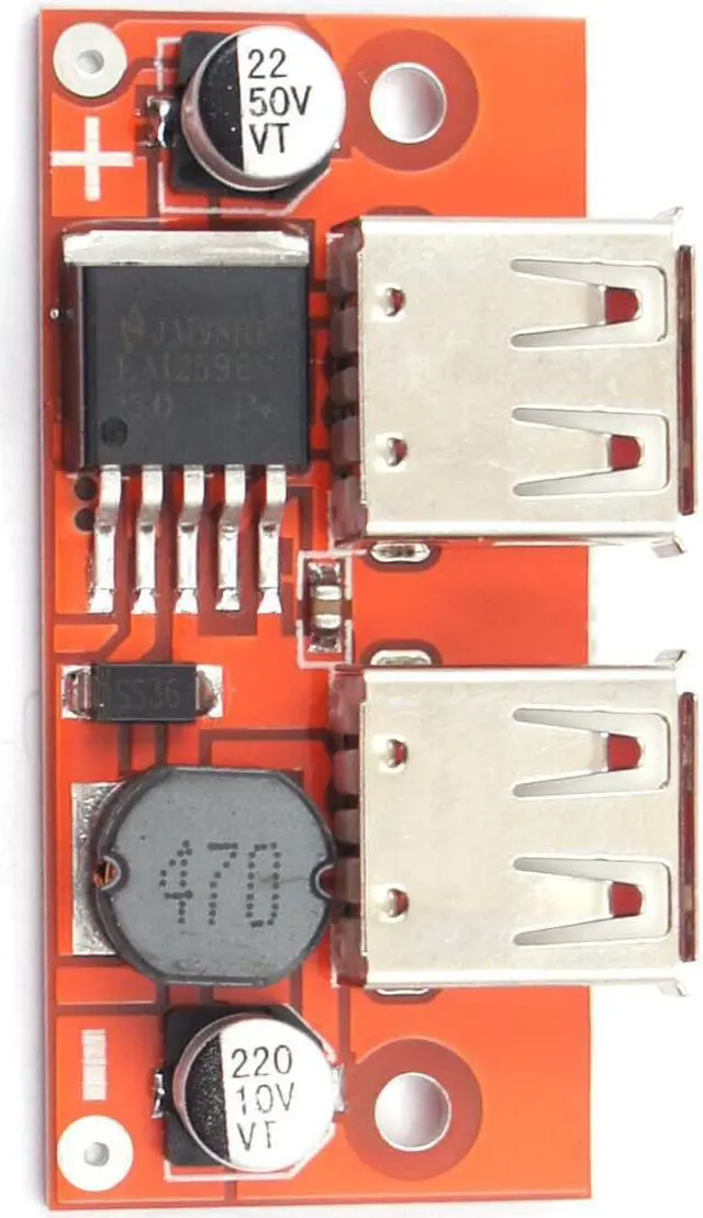 Alt view image 2 of 3 - 15W Dual USB 5V 3A DC Buck Voltage Step-down Power Module 9V 12V 24V 36V LM2596