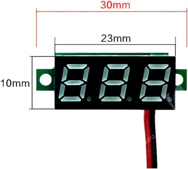 Alt view image 5 of 6 - DC 2.4-30V 2-Wire Voltmeter 3-Digit LED Display Panel Volt Meter Voltage Tester