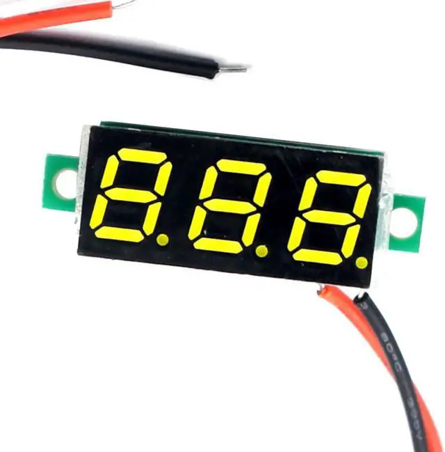 Main image of (5 Pack) JacobsParts DC 2.4-30V 2-Wire Voltmeter 3-Digit LED Display Panel Volt Meter Digital Voltage Tester (Yellow)