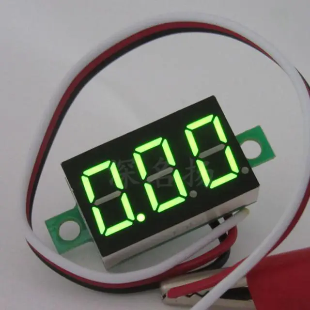 Alt view image 5 of 5 - (5 Pack) JacobsParts DC 0-30V 3-Wire Voltmeter 3-Digit LED Display Panel Volt Meter Digital Voltage Tester (Green)