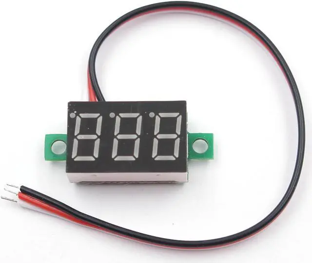 Alt view image 3 of 5 - (5 Pack) JacobsParts DC 0-30V 3-Wire Voltmeter 3-Digit LED Display Panel Volt Meter Digital Voltage Tester (Green)