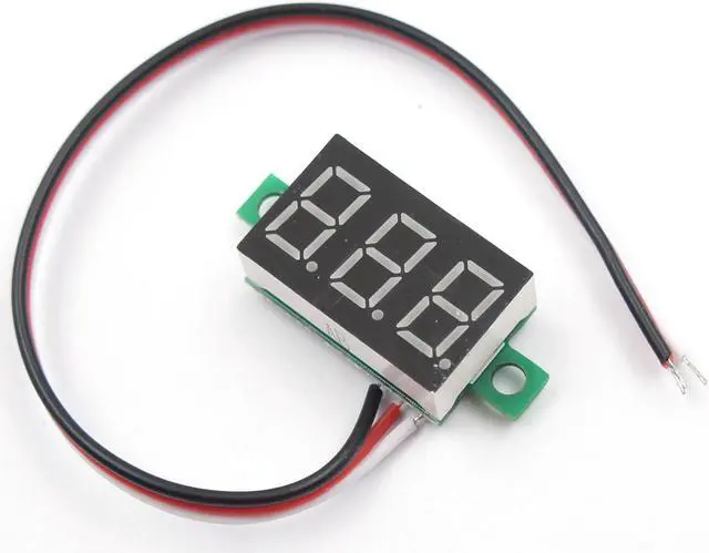 Alt view image 2 of 5 - (5 Pack) JacobsParts DC 0-30V 3-Wire Voltmeter 3-Digit LED Display Panel Volt Meter Digital Voltage Tester (Green)