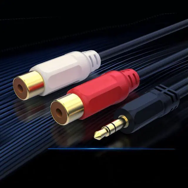 Alt view image 3 of 5 - 1FT Aux Audio 3.5mm 1/8" Male Plug to 2 RCA Phono Female Stereo Cable