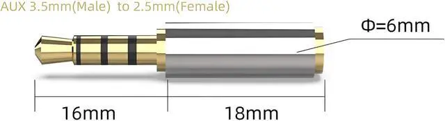 Alt view image 7 of 7 - 3.5mm Male to 2.5mm Female Stereo Mic Audio Headphone Jack Adapter Converter