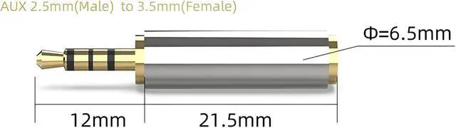 Alt view image 6 of 7 - 2.5mm Male to 3.5mm Female Stereo Mic Audio Headphone Jack Adapter Converter