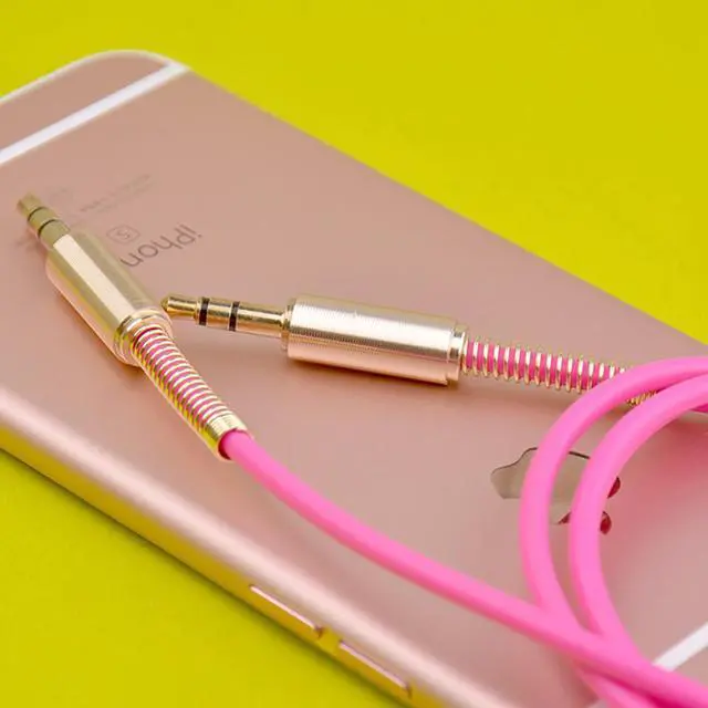 Alt view image 2 of 3 - JacobsParts 2-Pack 3ft Aux Cable 3.5mm 1/8" Male to Male Stereo Auxiliary Audio Cord (Pink)