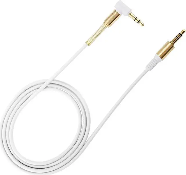 Alt view image 3 of 4 - 3.5mm AUX Cable Car Audio Stereo Headphone Jack Cord Right Angle Male to M White