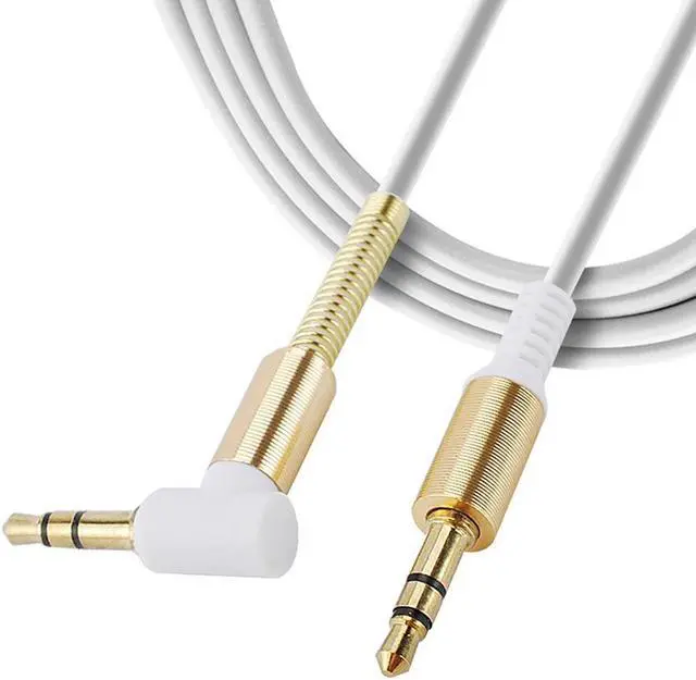 Alt view image 2 of 4 - 3.5mm AUX Cable Car Audio Stereo Headphone Jack Cord Right Angle Male to M White