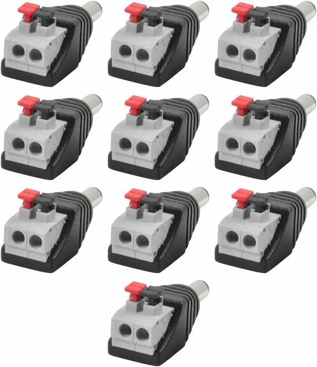 Alt view image 2 of 3 - 10pcs Male 5.5mm x 2.1mm DC Power Plug Screwless Quick Connect for LED 12V 24V