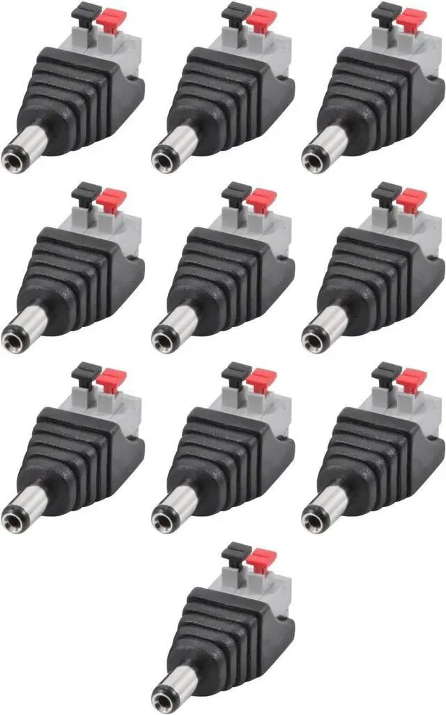 Main image of 10pcs Male 5.5mm x 2.1mm DC Power Plug Screwless Quick Connect for LED 12V 24V