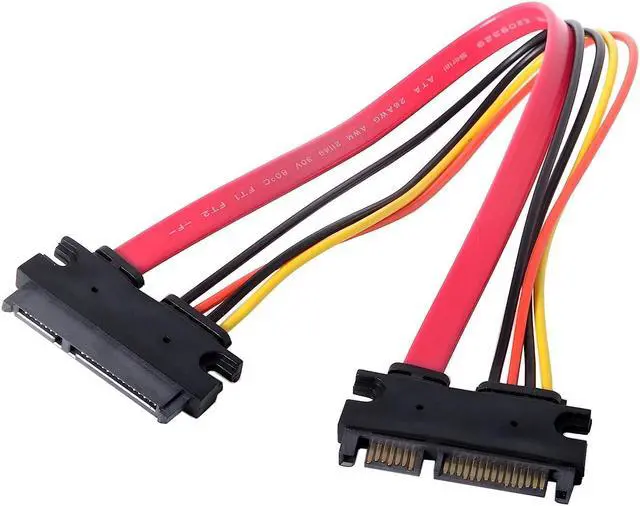 Alt view image 7 of 7 - JacobsParts 12" Male to Female 15+7 Pin Serial SATA HDD SSD Data Power Combo Extension Cable