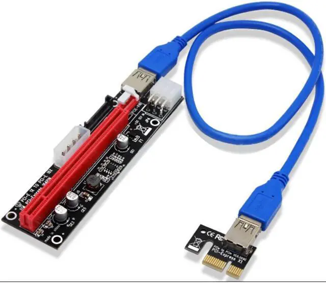 Alt view image 2 of 8 - PCI-E 1x to 16x Powered USB3.0 GPU Riser Extender Adapter Card