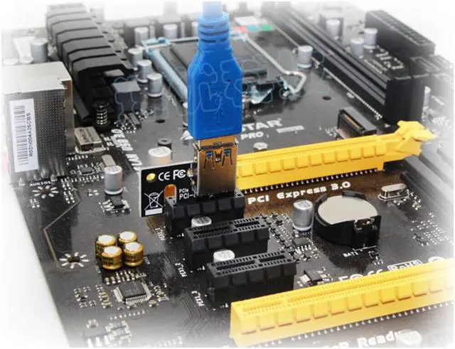 Alt view image 4 of 8 - PCI-E 1x to 16x Powered USB3.0 GPU Riser Extender Adapter Card