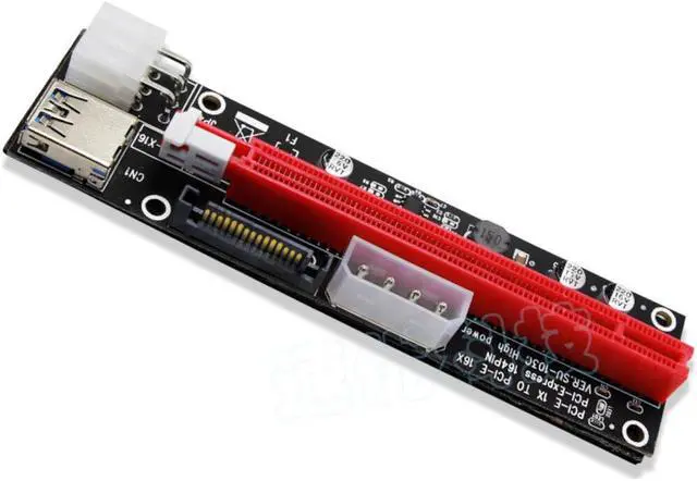 Alt view image 7 of 8 - PCI-E 1x to 16x Powered USB3.0 GPU Riser Extender Adapter Card