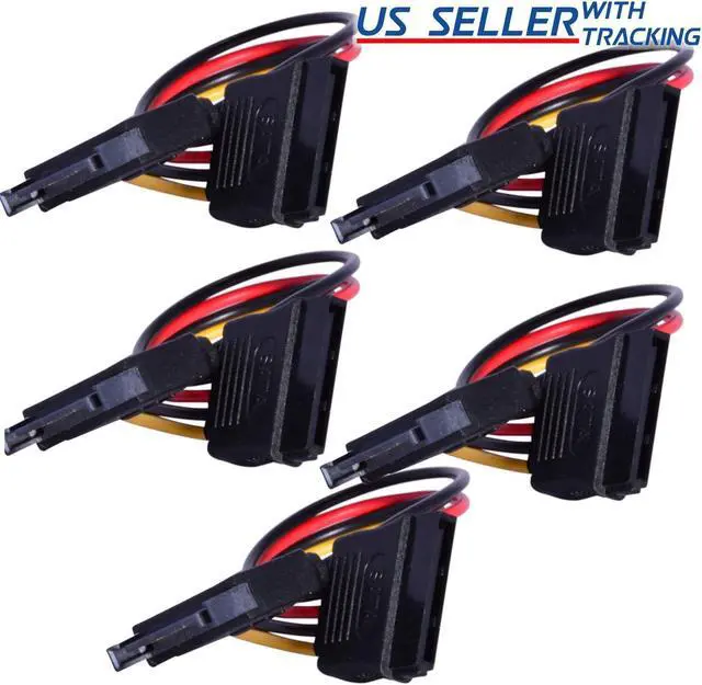Main image of 5pcs 6" SATA Power Extension 15-pin Male Female Cable Extra Length for HDD SSD