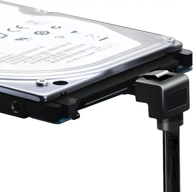 Alt view image 5 of 7 - SATA III Cable 6Gbps 90 Degree Right Angle Locking Latch 18 Inches for HDD SSD - Black