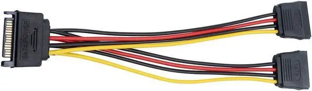 Alt view image 2 of 4 - JacobsParts SATA Power Splitter Cable 15-Pin Male to Female 5 packs