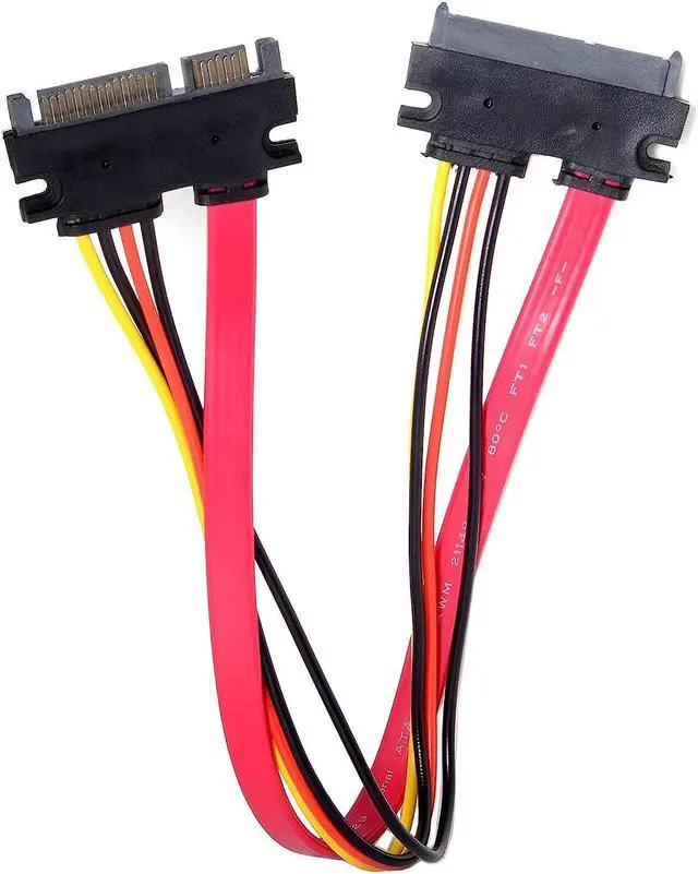 Alt view image 2 of 7 - JacobsParts 12" Male to Female 15+7 Pin Serial SATA HDD SSD Data Power Combo Extension Cable