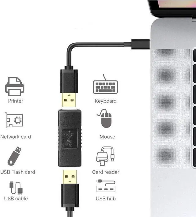 Alt view image 2 of 3 - USB 3.0 Type A Female to Female Extension Connector Adapter F/F, Black 2 pack