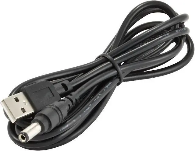 Main image of USB Male to 5.5mm x 2.1mm Barrel 5V DC Power Cable, 20 AWG Copper, 150cm / 5ft