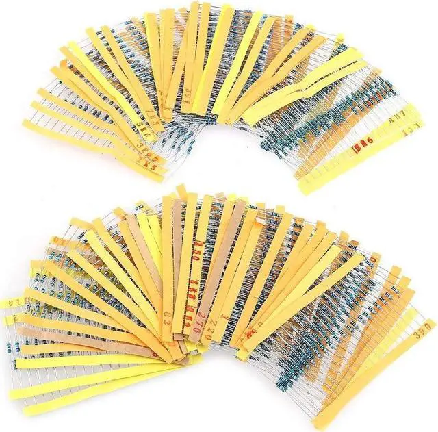 Main image of 1/4W Metal Film Resistors Assortment Pack, 30 Values (10 Ohm - 1M Ohm) - Pack of 600