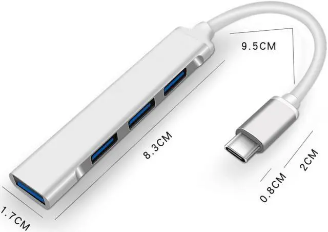 Alt view image 7 of 7 - USB-C Type C to USB 3.0 4 Port Hub Splitter for PC Mac Phone MacBook Pro iPad Gray
